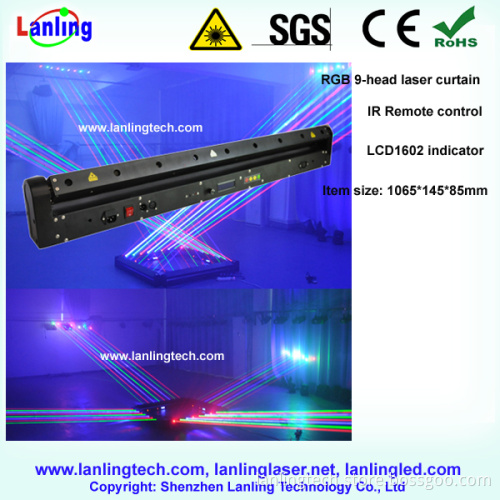 New RGB 1650MW 9-Lens Moving Head Laser Curtain Light